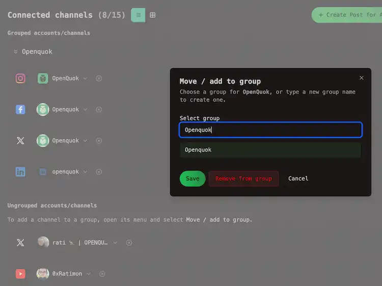 Grouped and Ungrouped Channels
