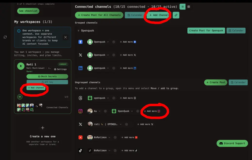 Step 2 - Add Channel in RedPanda Channels Tab