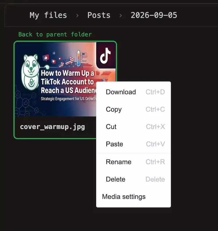 RedPanda file manager 's file actions