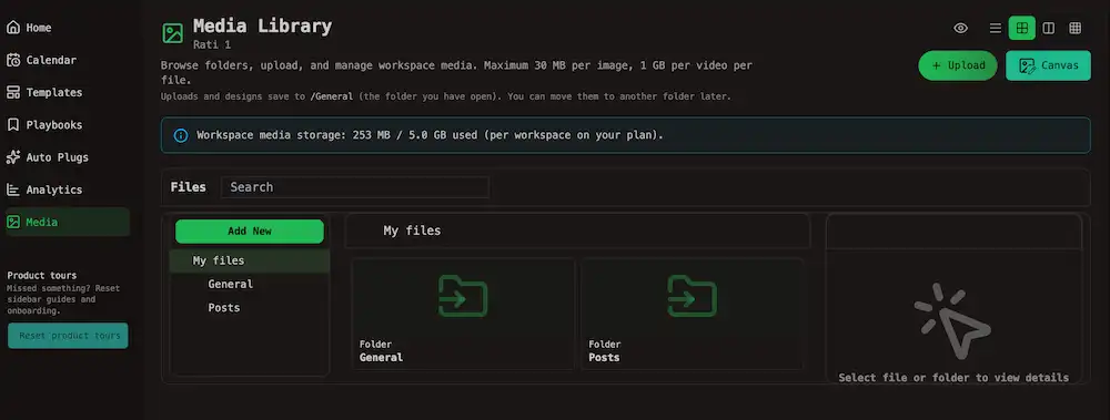 Open RedPanda Media Tab on the Left Sidebar