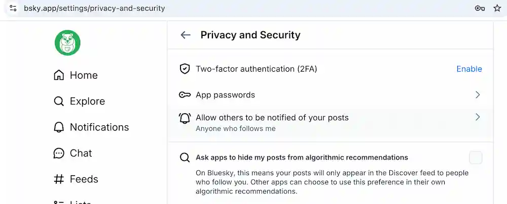 Step 1 - Add Bluesky's App password